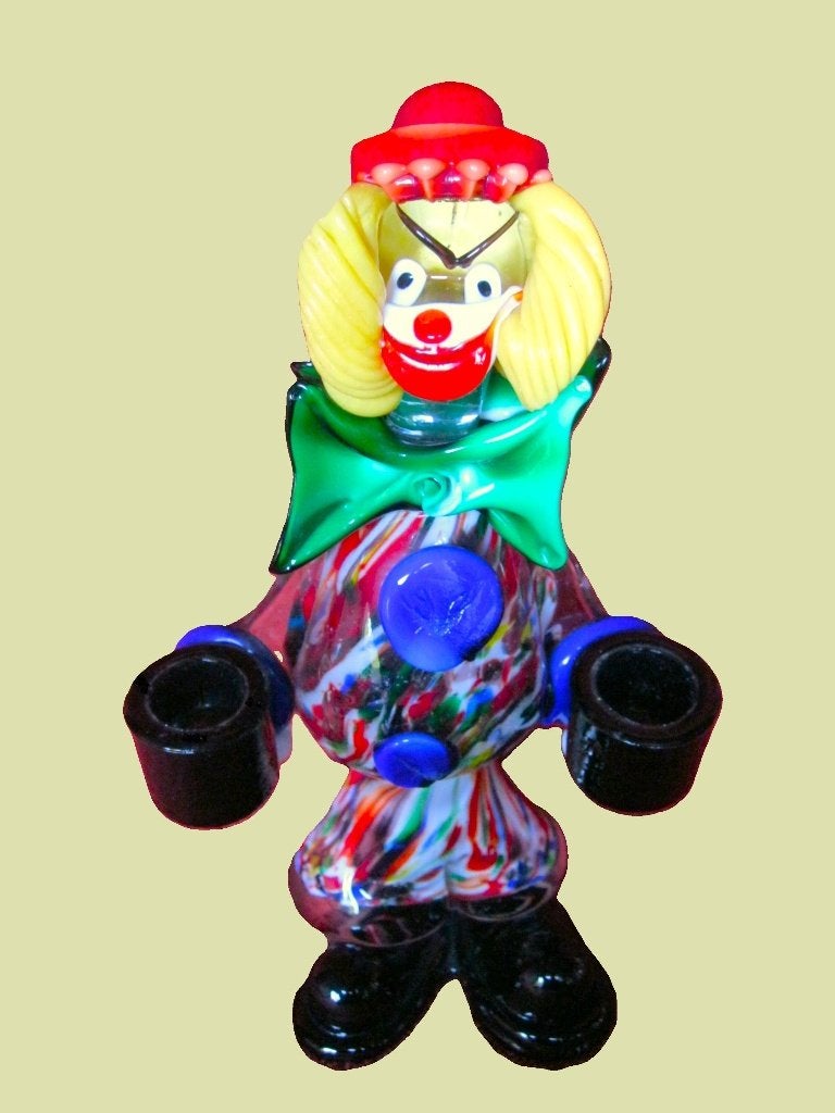 Vintage zware Murano clown kandelaar, Enlèvement, Verre