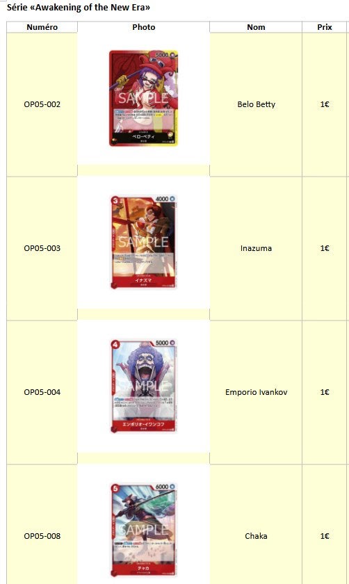 Cartes japonaises One Piece OP05 – Awakening of the New Era, Enlèvement, Comme neuf