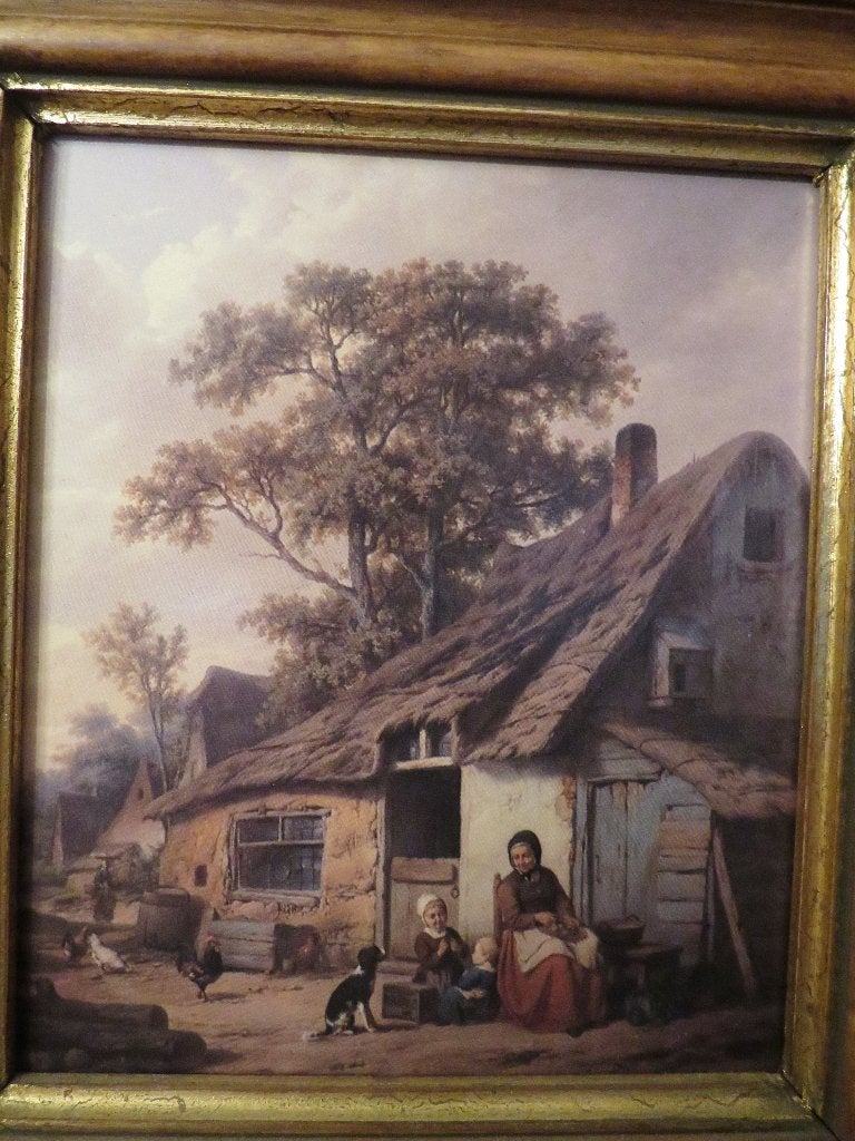 Schilderij - tafereel aan hut, Enlèvement