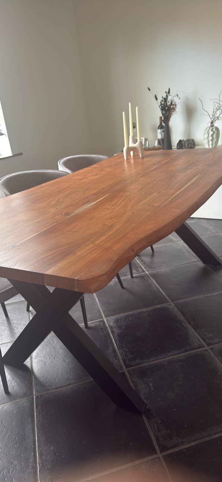 Massief eiken eettafel, Huis en Inrichting, Ophalen, Zo goed als nieuw