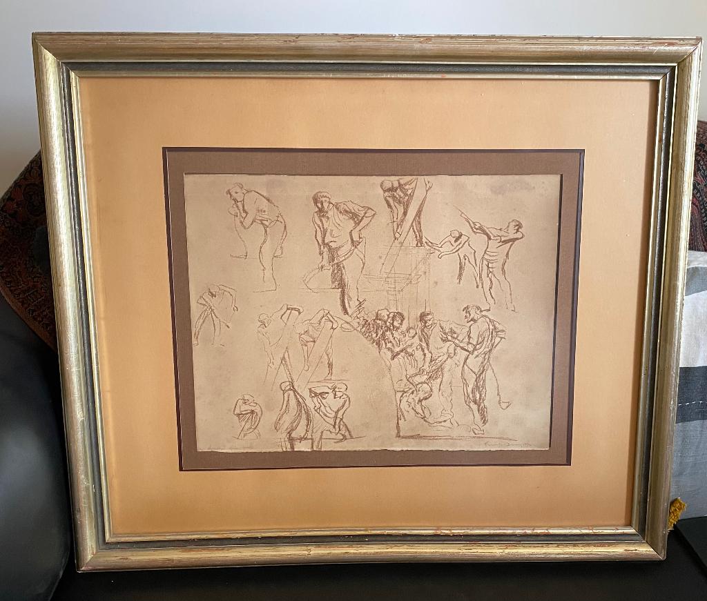 Frank Brangwyn Pastel tekening groot formaat, Ophalen of Verzenden