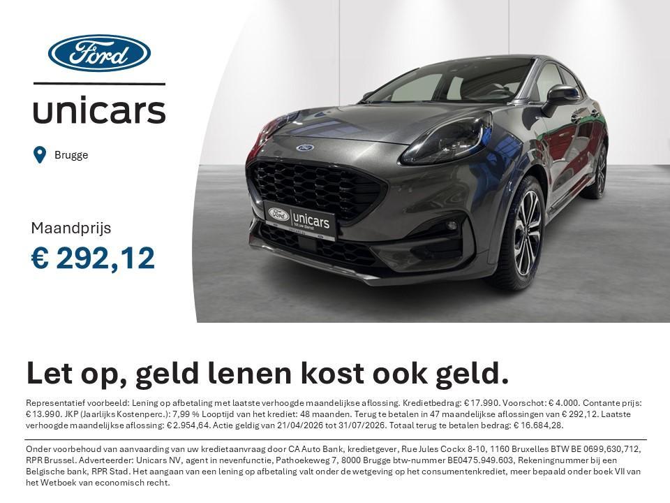 Ford Puma 1.0i Ecoboost mHEV 92kW ST-Line, Stof, Overige kleuren, 5 deurs, 3 cilinders