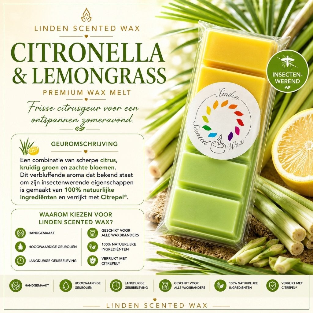Waxmelts scent CITRONNELLA & LEMONGRASS wax melt snapbar, Enlèvement ou Envoi, Vert, Bougie, Cire