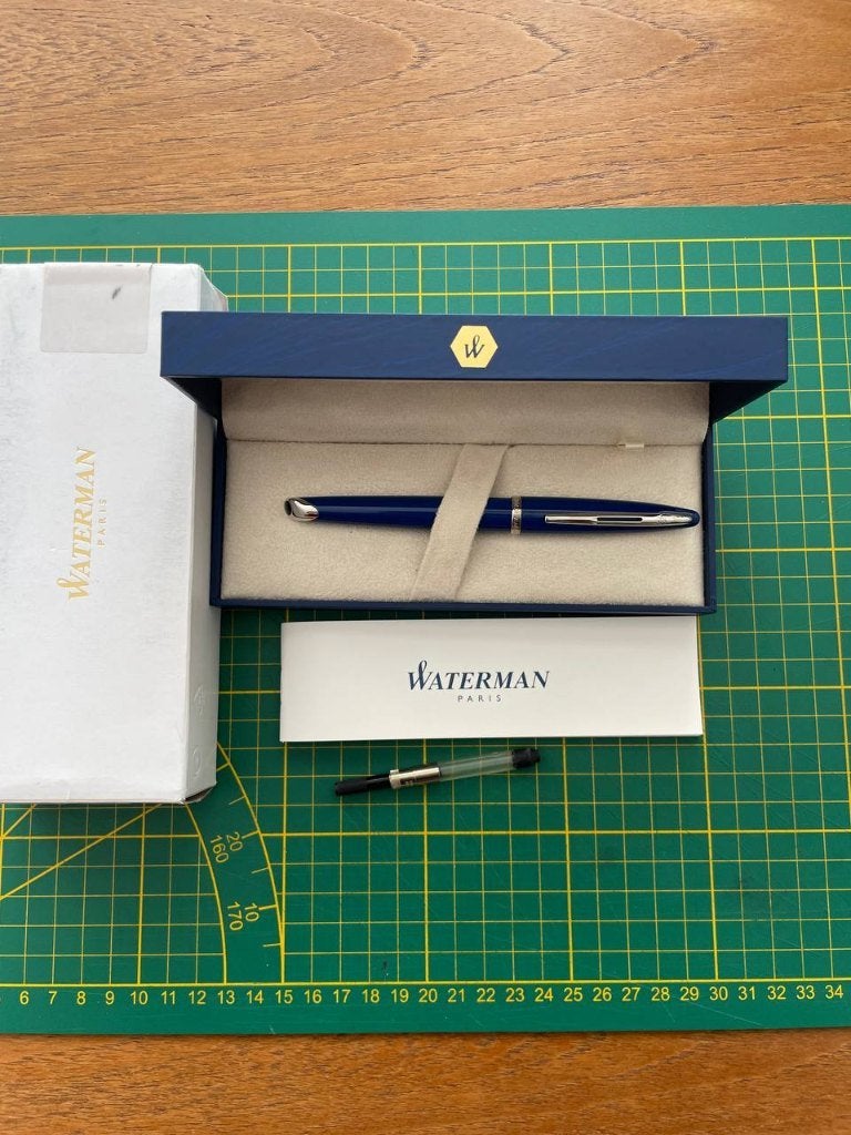 Waterman Carene Blue CT F 18k Nib Fountain Pen - MINT, Collections, Stylos, Enlèvement ou Envoi, Waterman