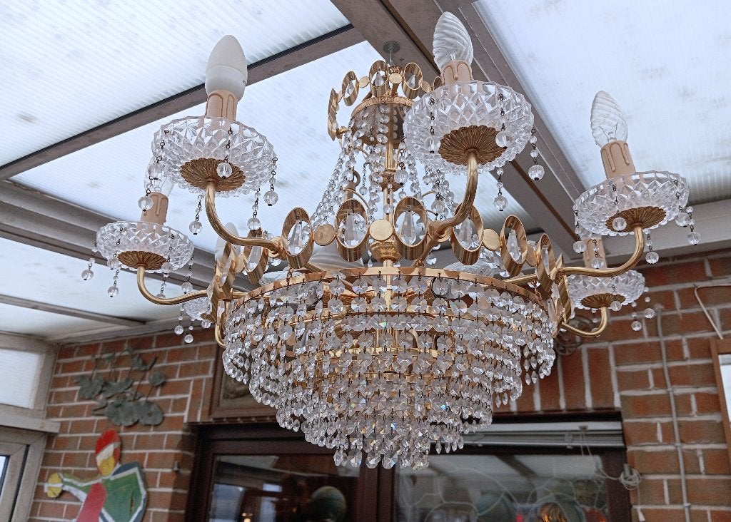 GROTE LUCHTER KROONLUCHTER LAMPEN, Ophalen of Verzenden, Gebruikt, Glas