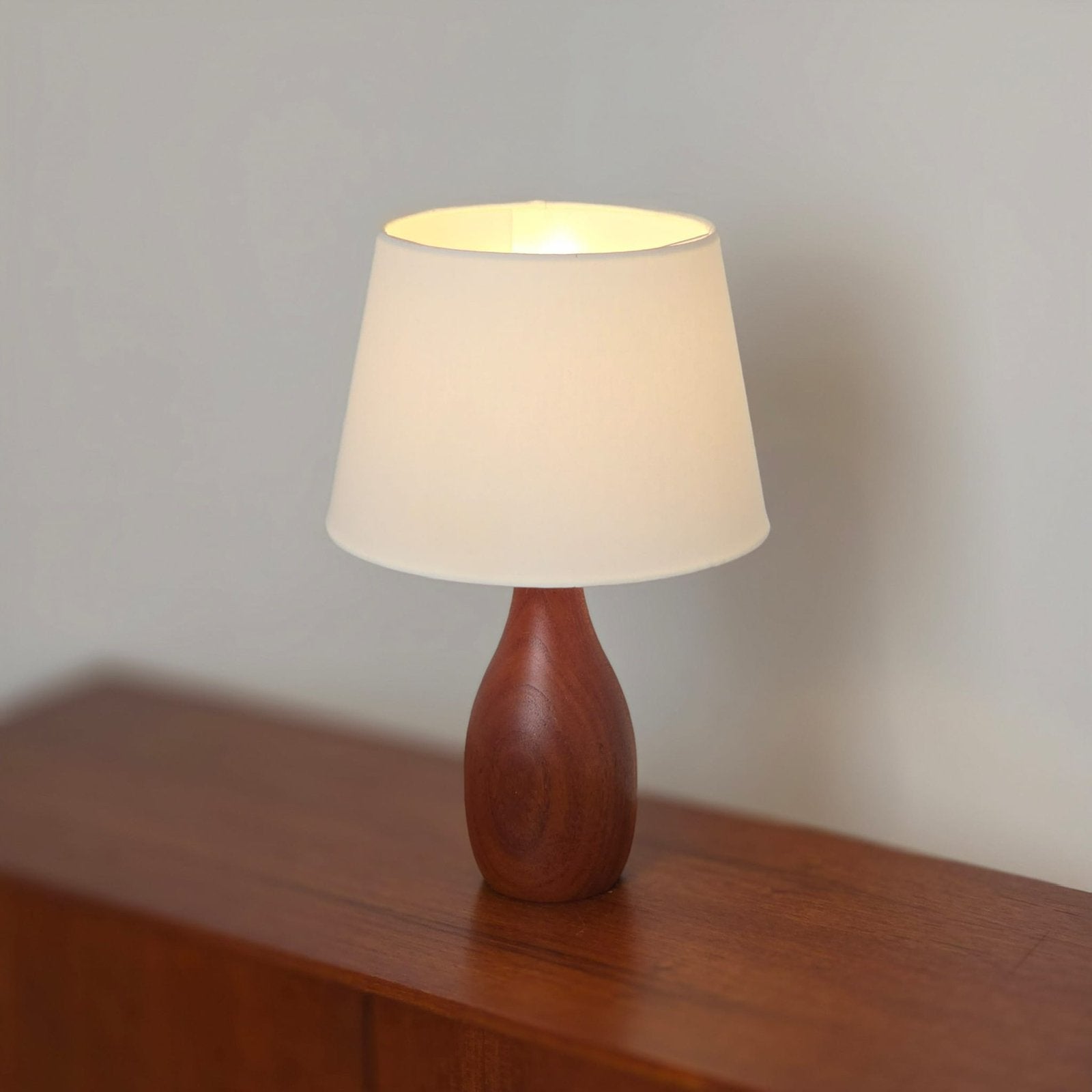 Lampe de table scandinave vintage en teck - Années 60/70, Vintage, Enlèvement ou Envoi, Avec abat-jour, Bois