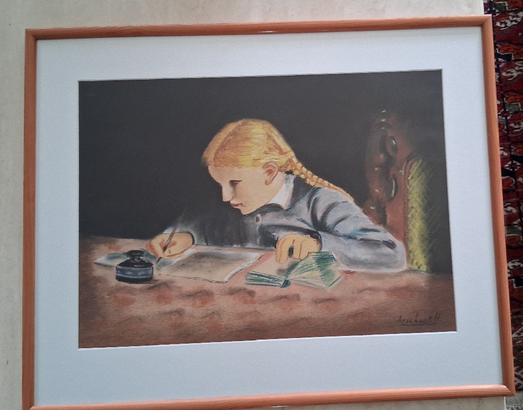 schilderij, Antiek en Kunst, Ophalen, Impressionistisch, Pastel, Portret of Personen