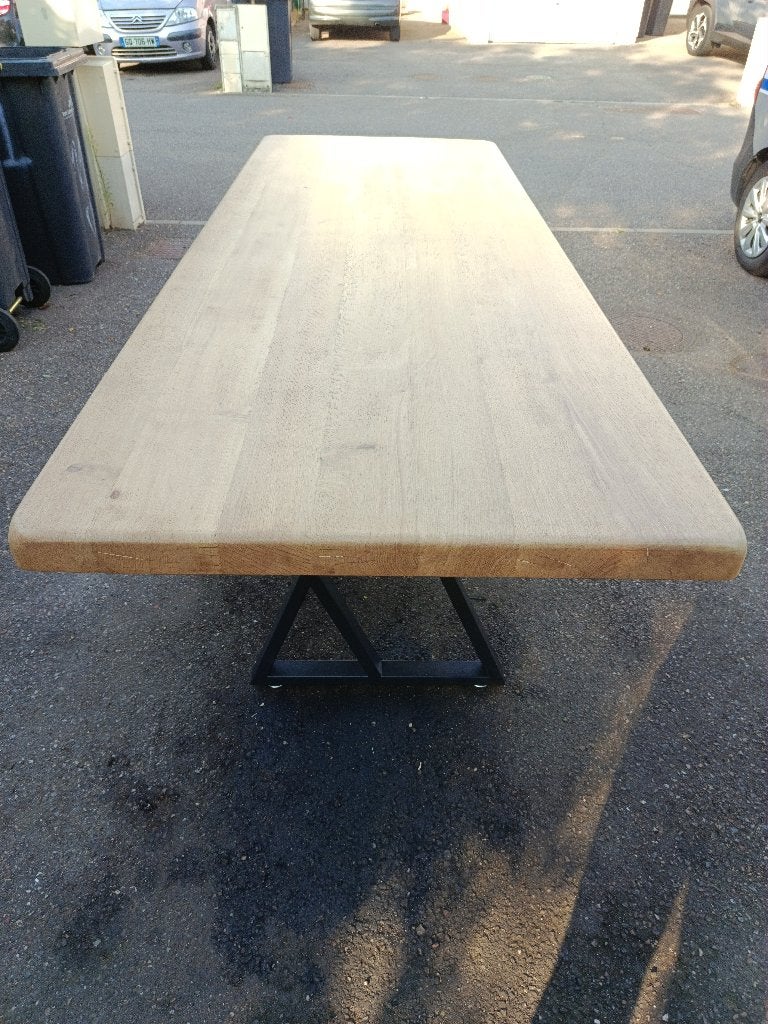 Table en chêne massif 270x100 cm – plateau 7 cm, Ophalen, 100 tot 150 cm, Eikenhout, 200 cm of meer