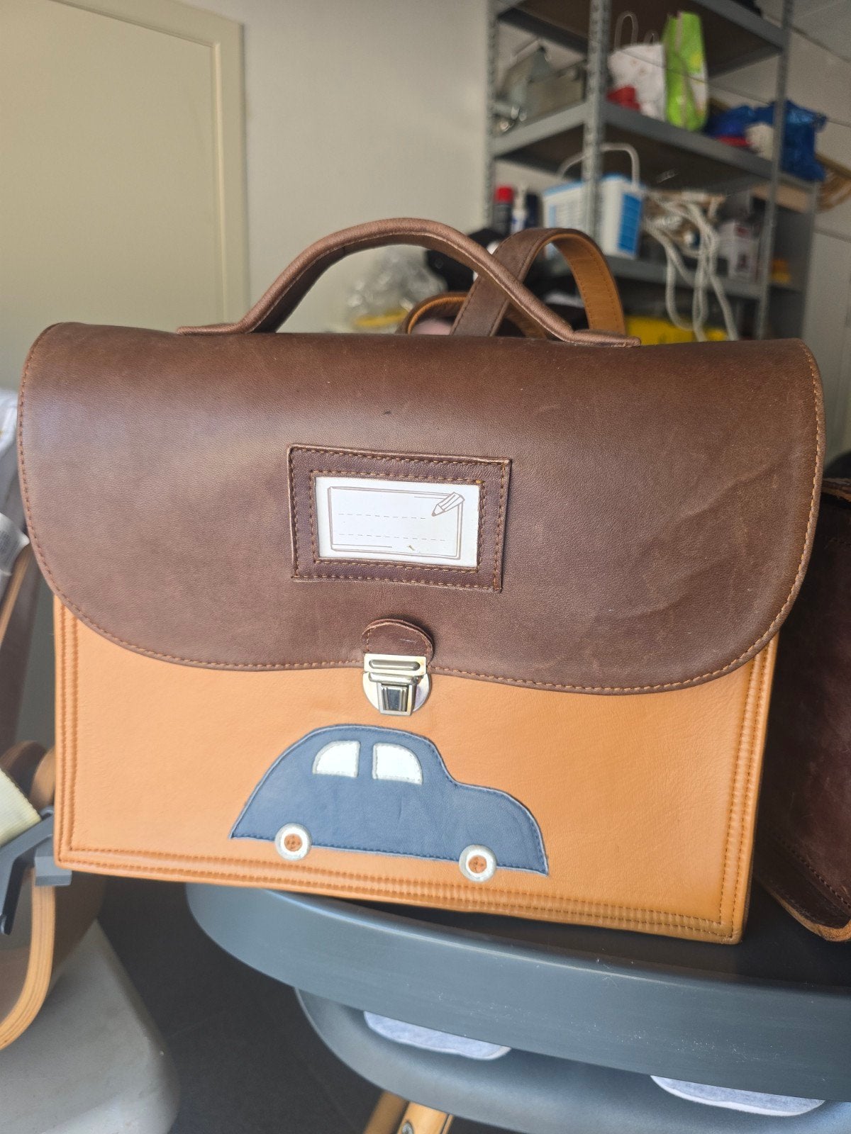 Vintage lederen Jeune Premier boekentas - vroege editie, Ophalen, Blauw