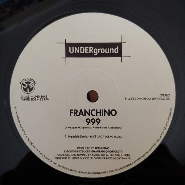 Franchino - 999, Ophalen of Verzenden, Zo goed als nieuw, 12 inch, Trance