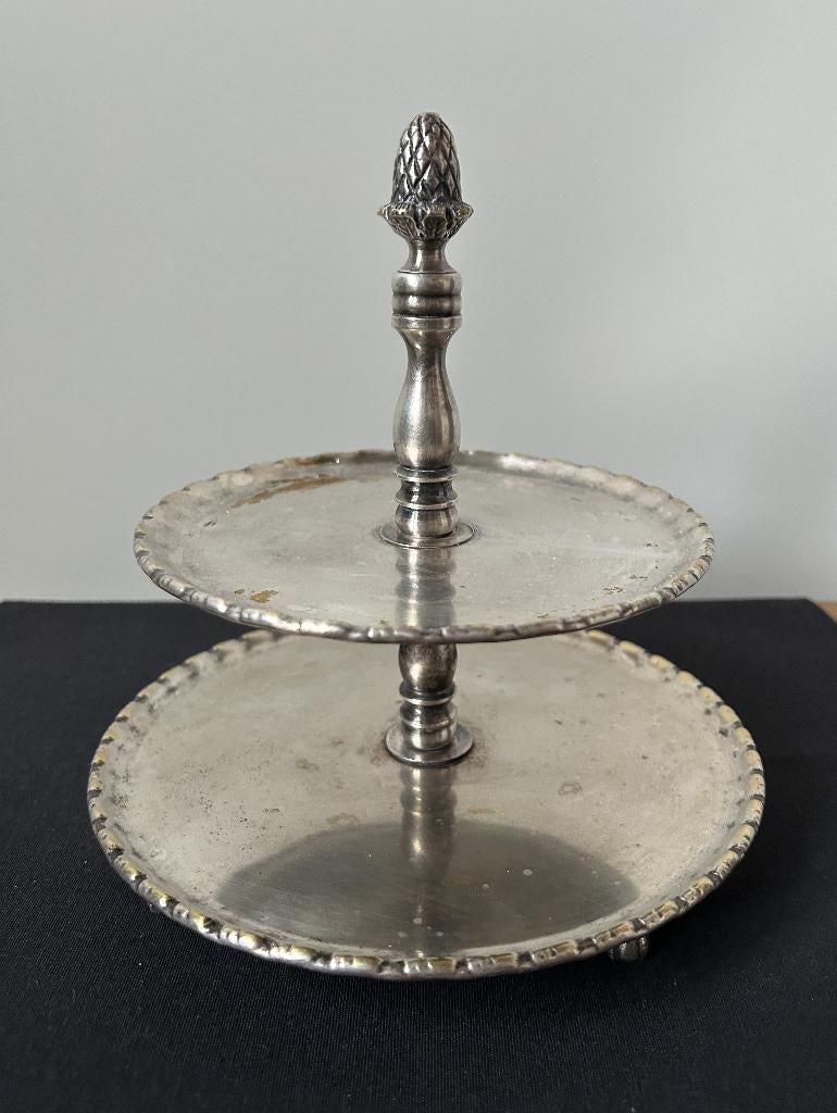 Vintage Etagère - verzilverd messing, Antiek en Kunst, Ophalen of Verzenden