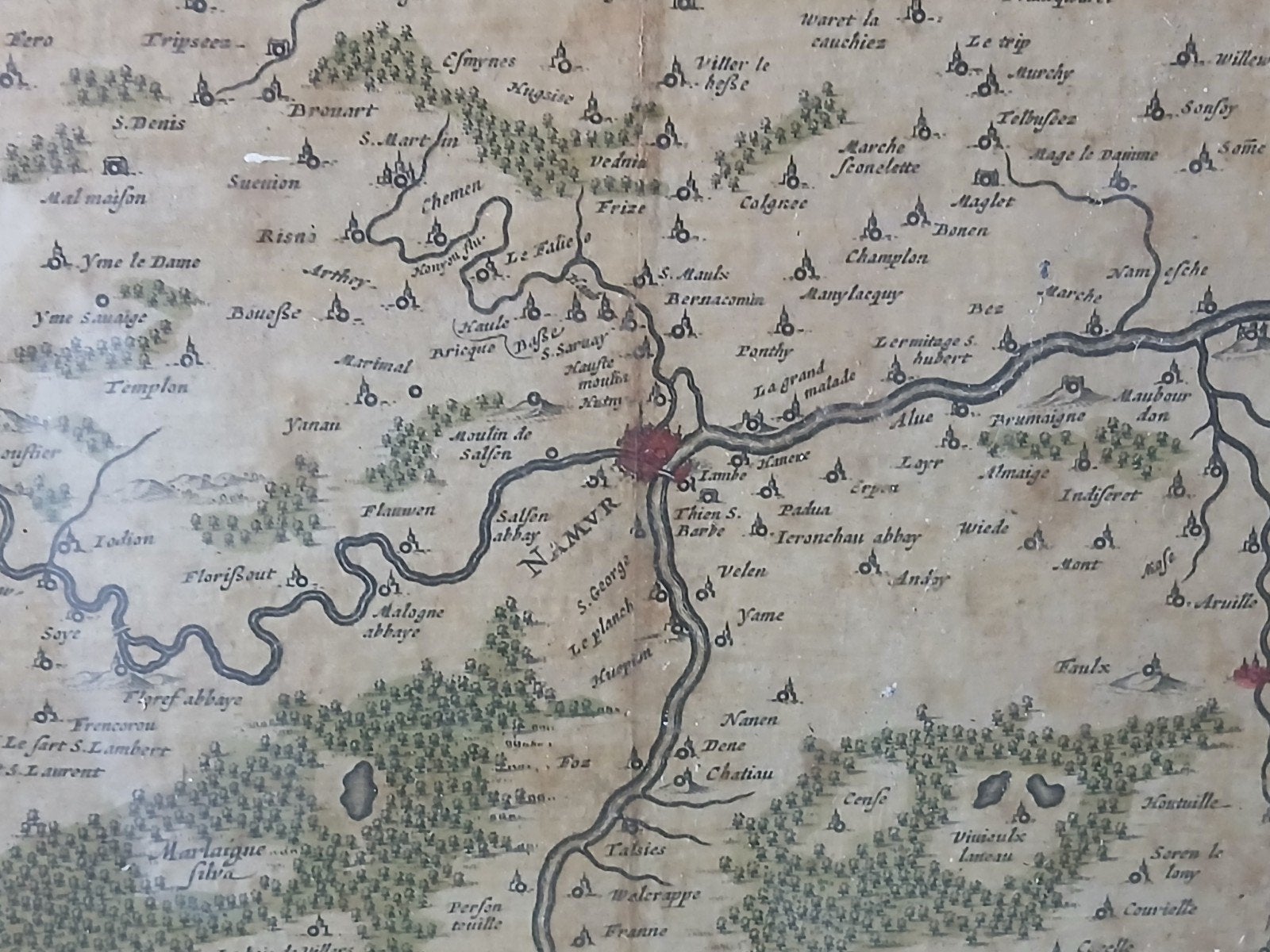 Carte ancienne, Ophalen, Ingelijst, Cartografie, 80 cm
