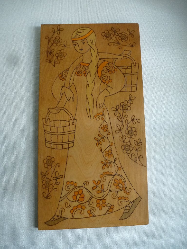 Handgemaakt naïef houten bord, Gebruikt, Hout, Decoratieobject, Ophalen of Verzenden