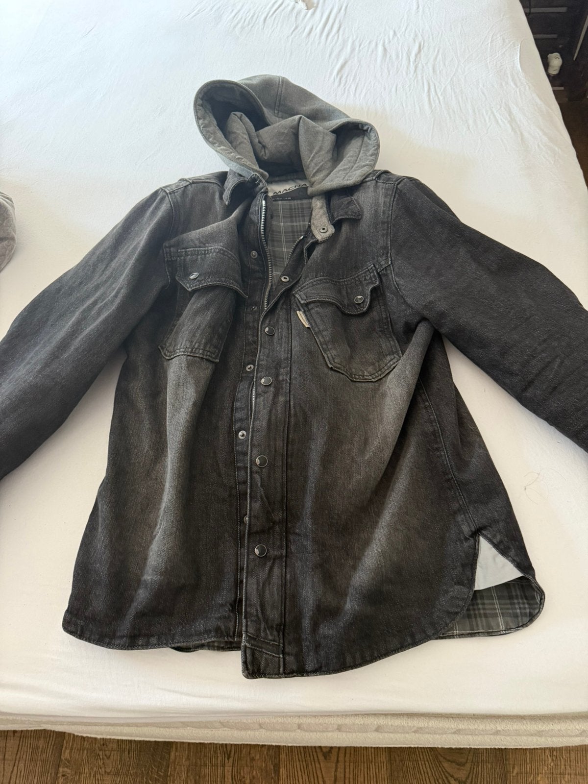 Macna Graphite motorjas met hoodie – maat M, Enlèvement, Comme neuf, Taille 48/50 (M), Noir