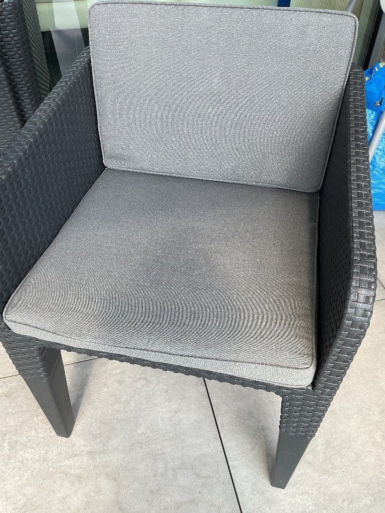 Tuin-Lounge set +4 stoelen+kussens, Maison & Meubles, Chaises, Comme neuf, Synthétique, Enlèvement, Modern