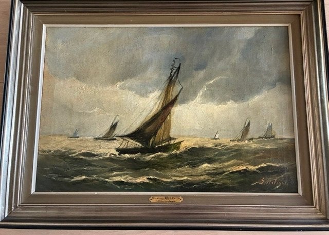 Schilderij Marine Gustave Helinck, Ophalen, Maritiem / water, Doek, Olieverf