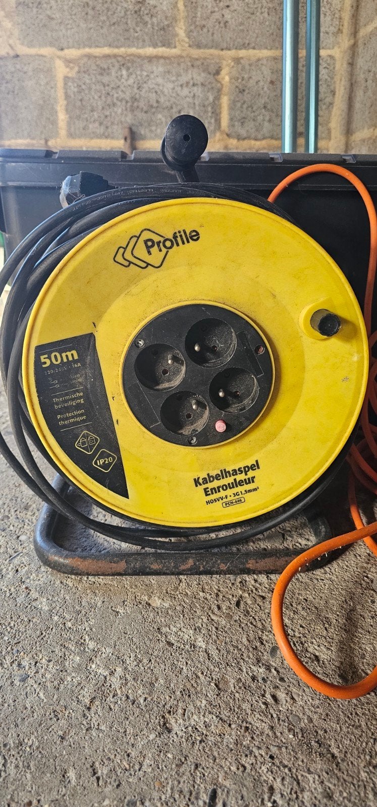 Kabelhaspel 50 meter - Verlengkabel+ gratis extra kabel, Ophalen