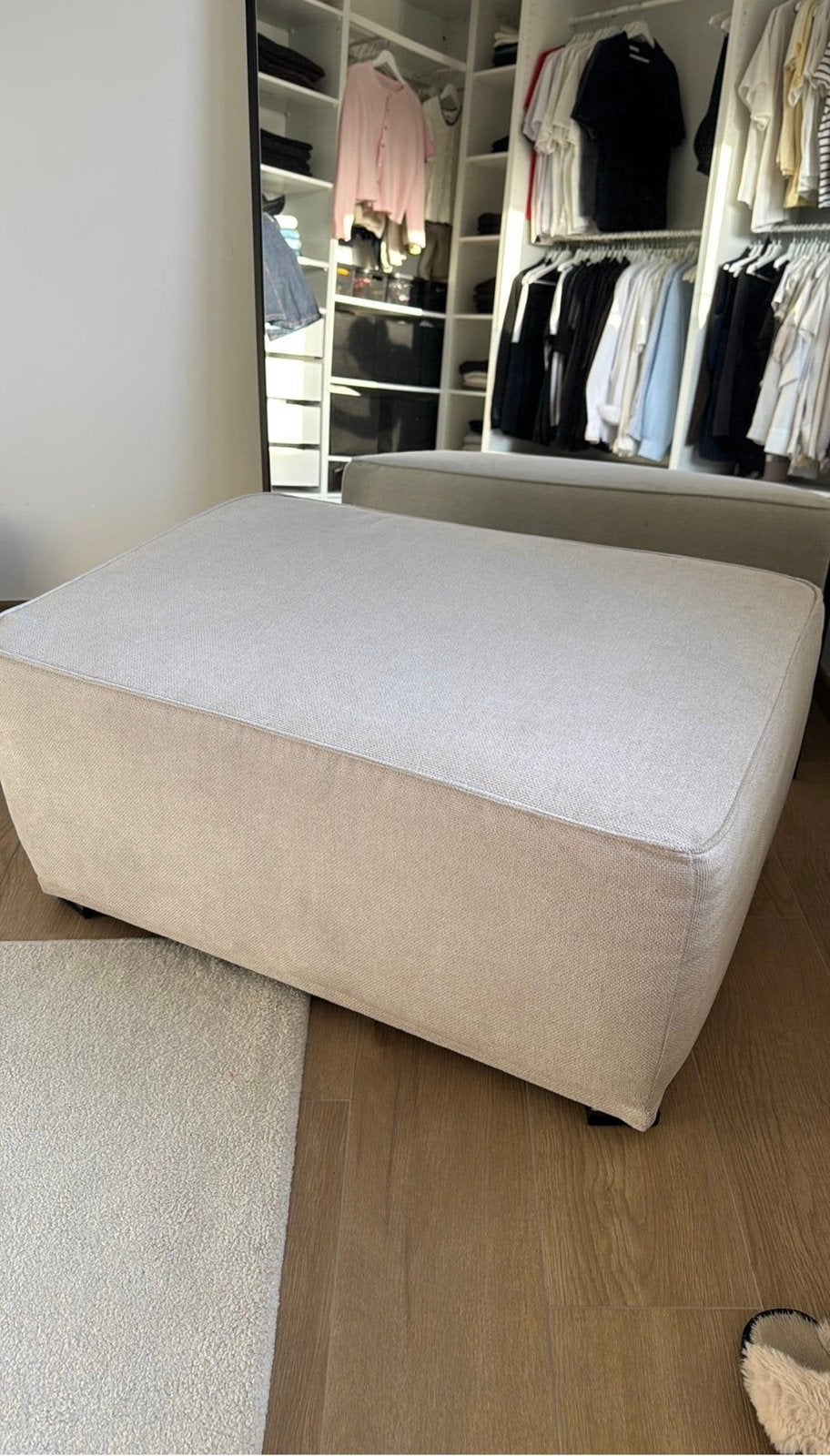 Beige/grijs zitpoef, Enlèvement, Comme neuf, Beige