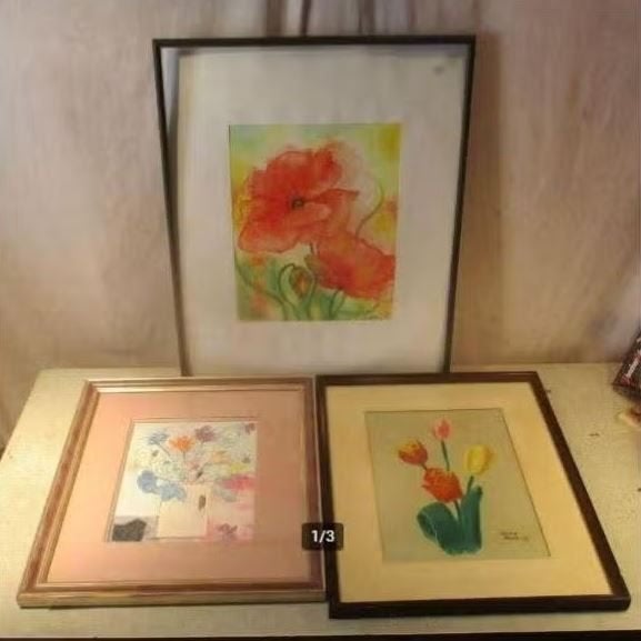 3 aquarelles magnifiquement peintes avec des fleurs, Antiquités & Art, Enlèvement ou Envoi, Encadré, Aquarelle, Fleurs