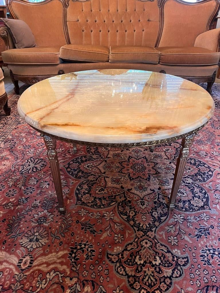 Ronde salontafel met marmeren blad (onyx-look) – klassiek, Ophalen