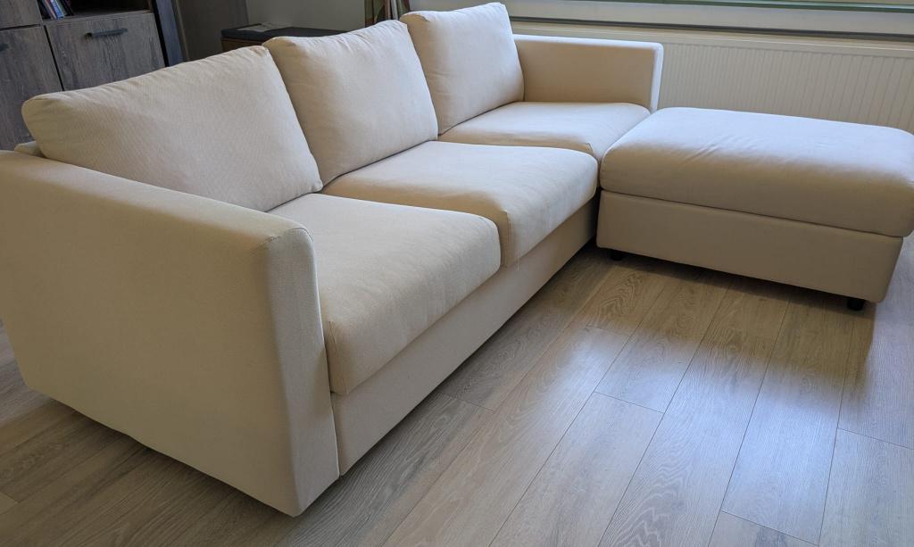 IKEA VIMLE 3-zitsbank met voetenbank, Huis en Inrichting, Zetels | Zetels, Zo goed als nieuw, Rechte bank, Driepersoons, 200 tot 250 cm