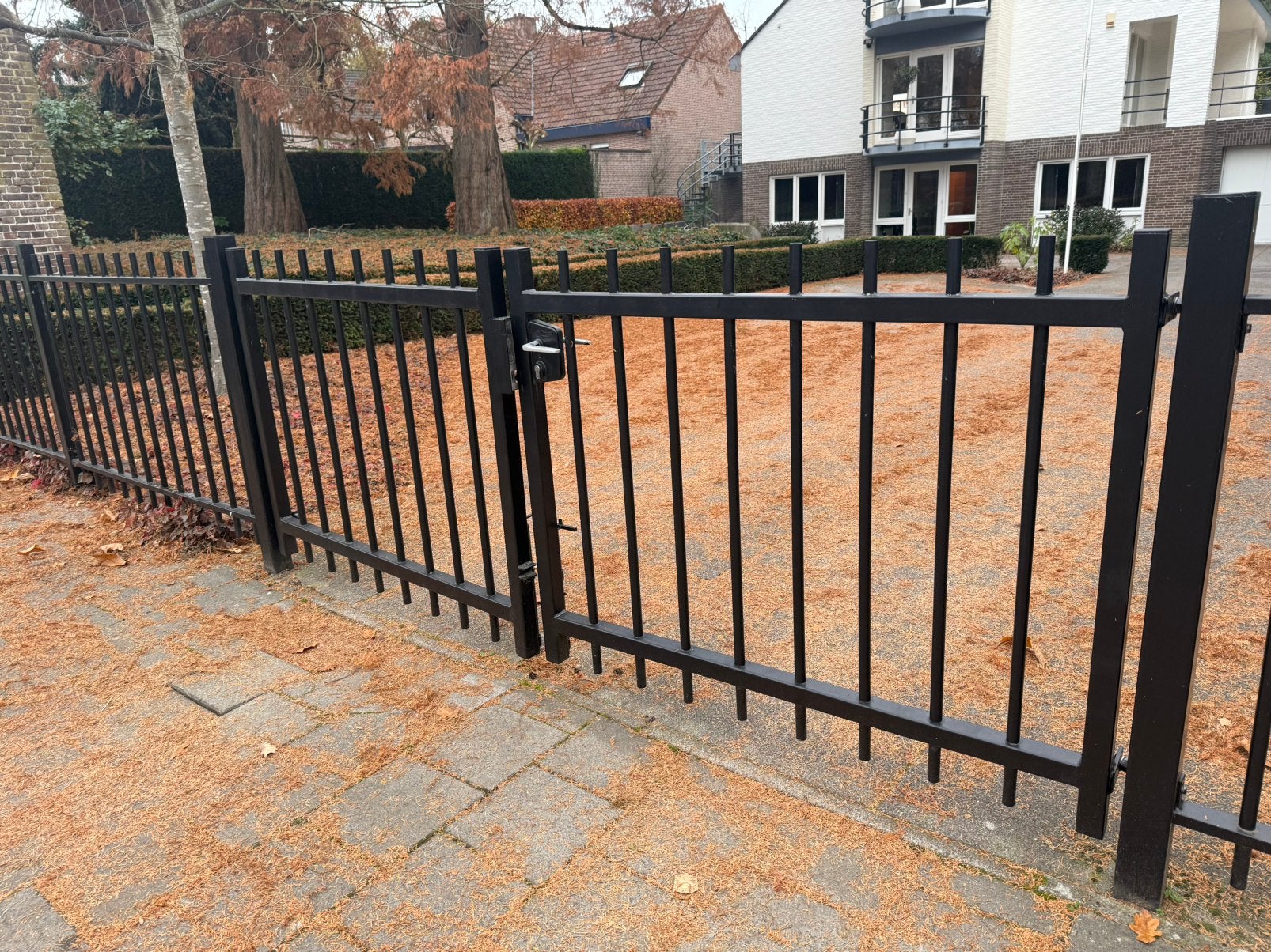 tuinpoort en passende hehwerken H:110 B:700cm, Tuin en Terras, Ophalen, Gebruikt, Staal, 100 tot 150 cm