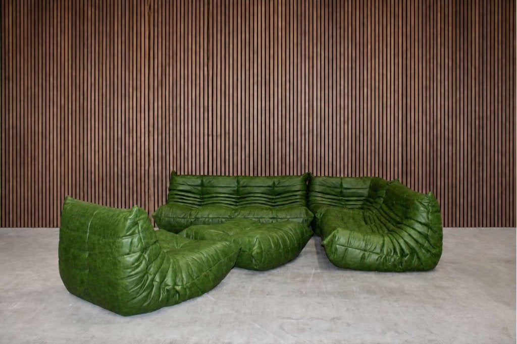 Ligne Roset Togo Modulaire Set | Rustical Green Leder, Ophalen of Verzenden