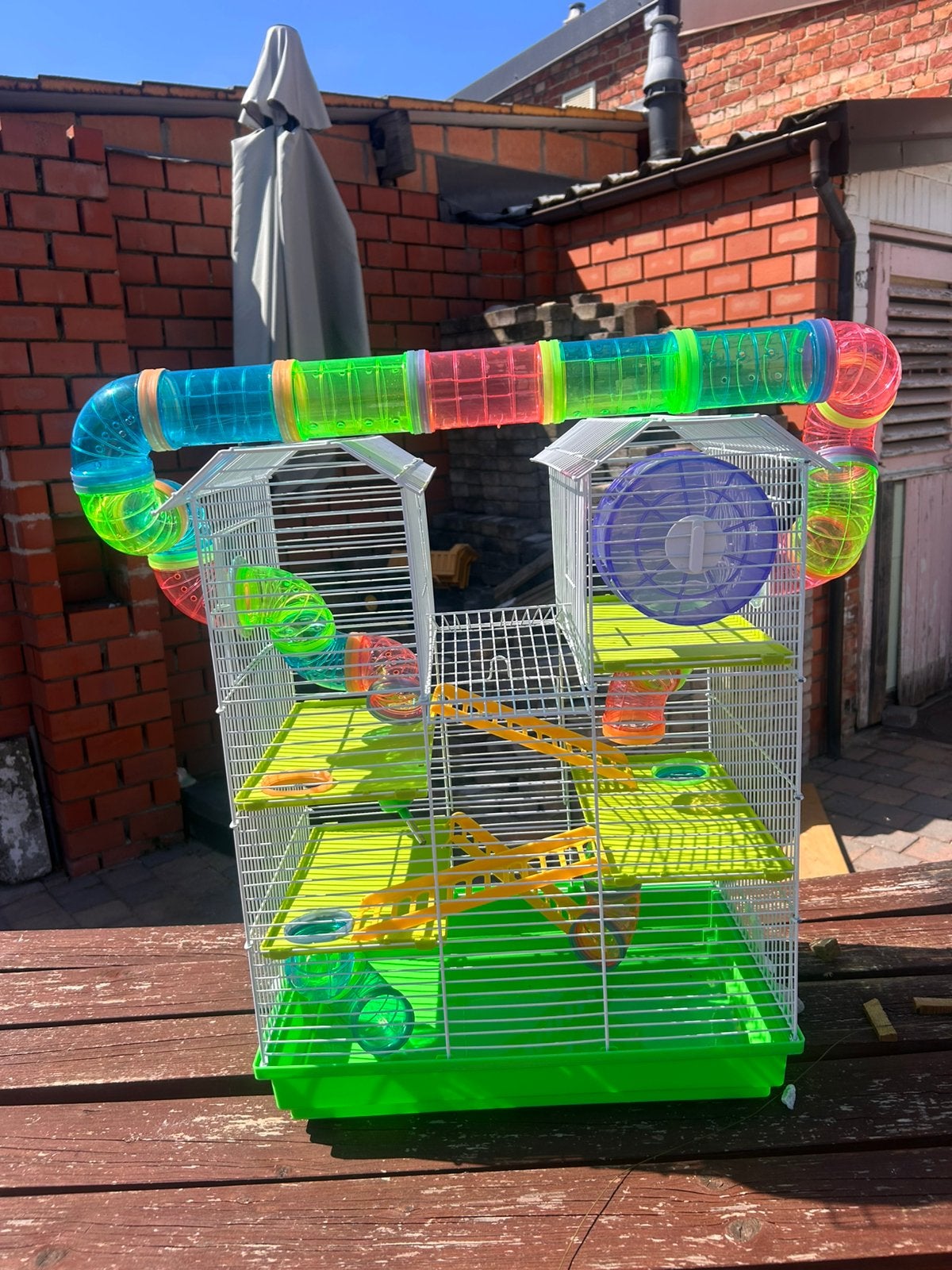 Hamsterkooi + looprad + drinkbus+huis, Ophalen, Zo goed als nieuw