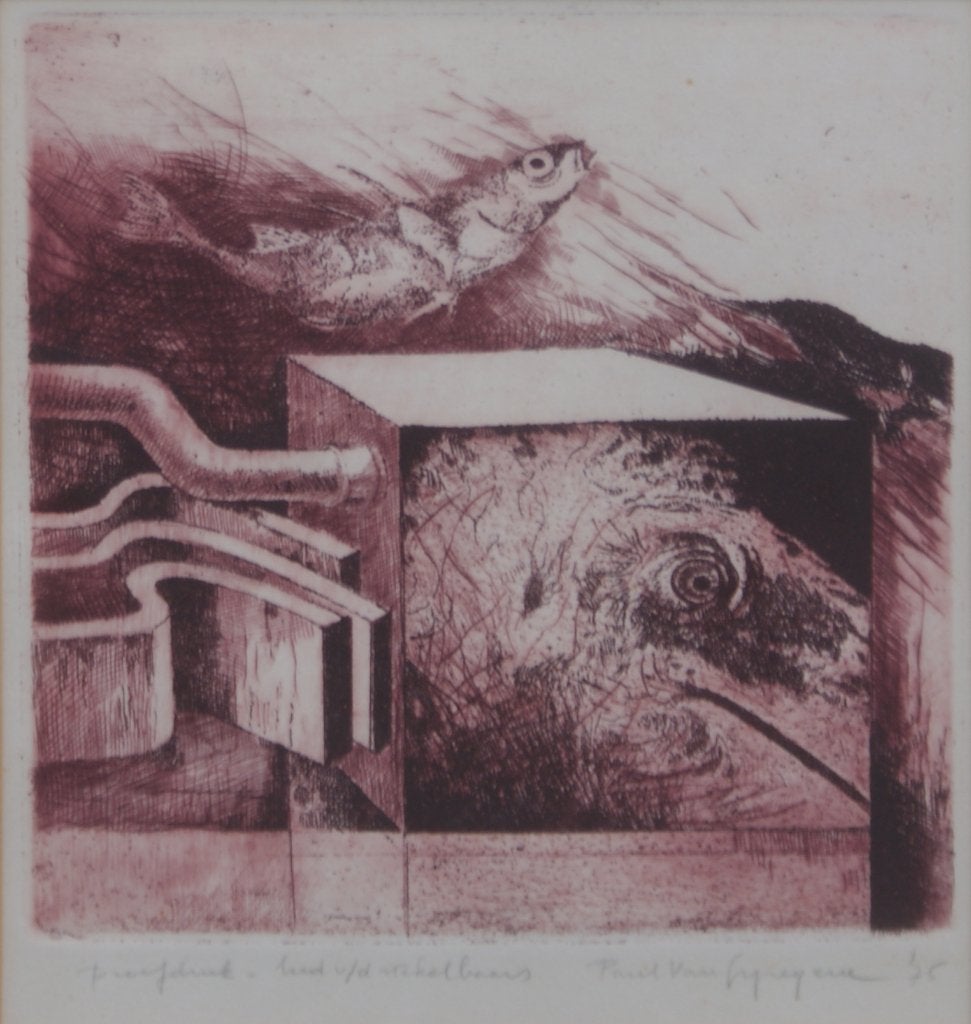 Paul Van Gysegem (1935): Lied van de Stekelbaars (51x58cm), Ophalen of Verzenden, Ets, Gesigneerd