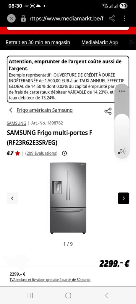 Frigo Samsung, Electroménager, Réfrigérateurs & Frigos