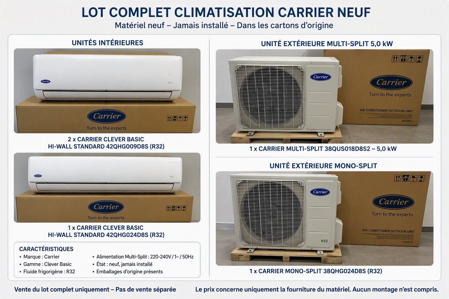 Lot climatisation Carrier neuf, Enlèvement, Comme neuf
