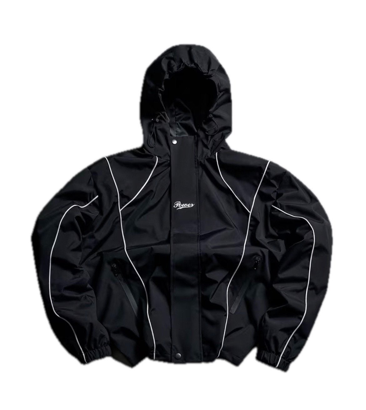 Veste technique Power noire M - capuche amovible -, Caravanes & Camping, Vêtements de pluie, Envoi, Comme neuf, Imperméable, Heren
