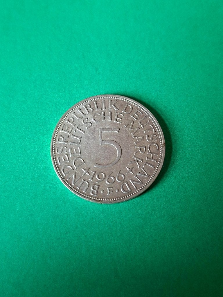 1966 F Duitsland 5 mark in zilver Stuttgart, Postzegels en Munten, Munten | Europa | Niet-Euromunten, Verzenden, Duitsland, Losse munt