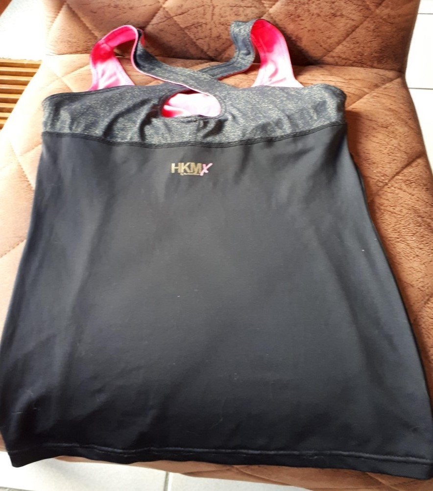 HKMX by Hunkemoller - sporttop - zwart/fluo roze - maat M, Kleding | Dames, Sportkleding, Maat 38/40 (M), Verzenden, Zwart, Zo goed als nieuw
