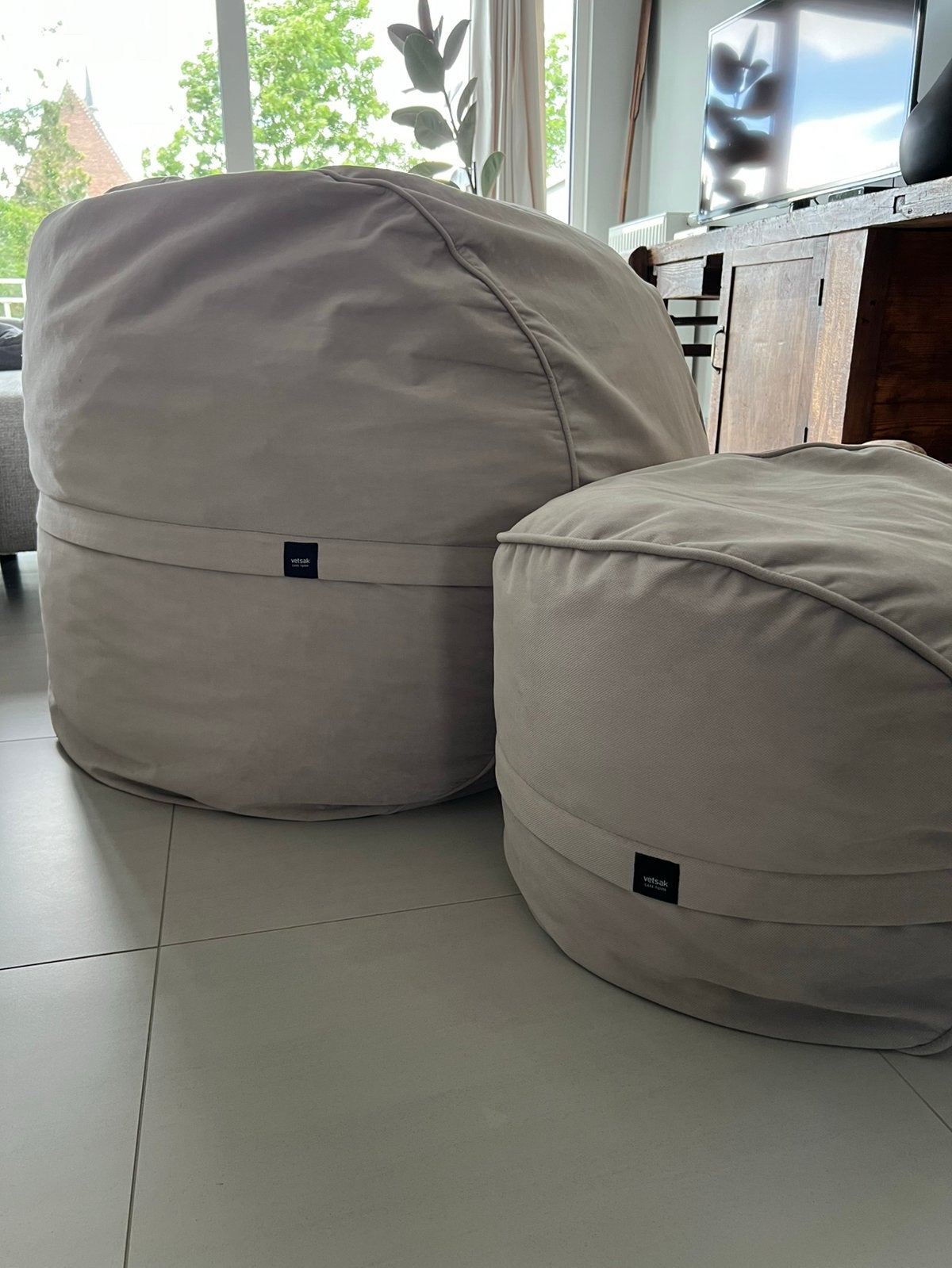 Ensemble de Pouf VETSAK, Ophalen, Zo goed als nieuw, Grijs, Zitzak