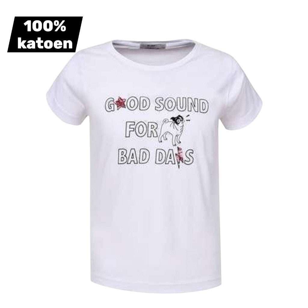 Tee-shirt 100 % coton good sound blanc 140, Enlèvement ou Envoi, Neuf, Fille, Chemise ou À manches longues
