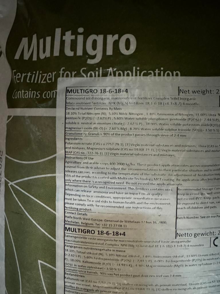 Super gazon meststof Multigro 18-6-18+4, Ophalen, Kunstmest