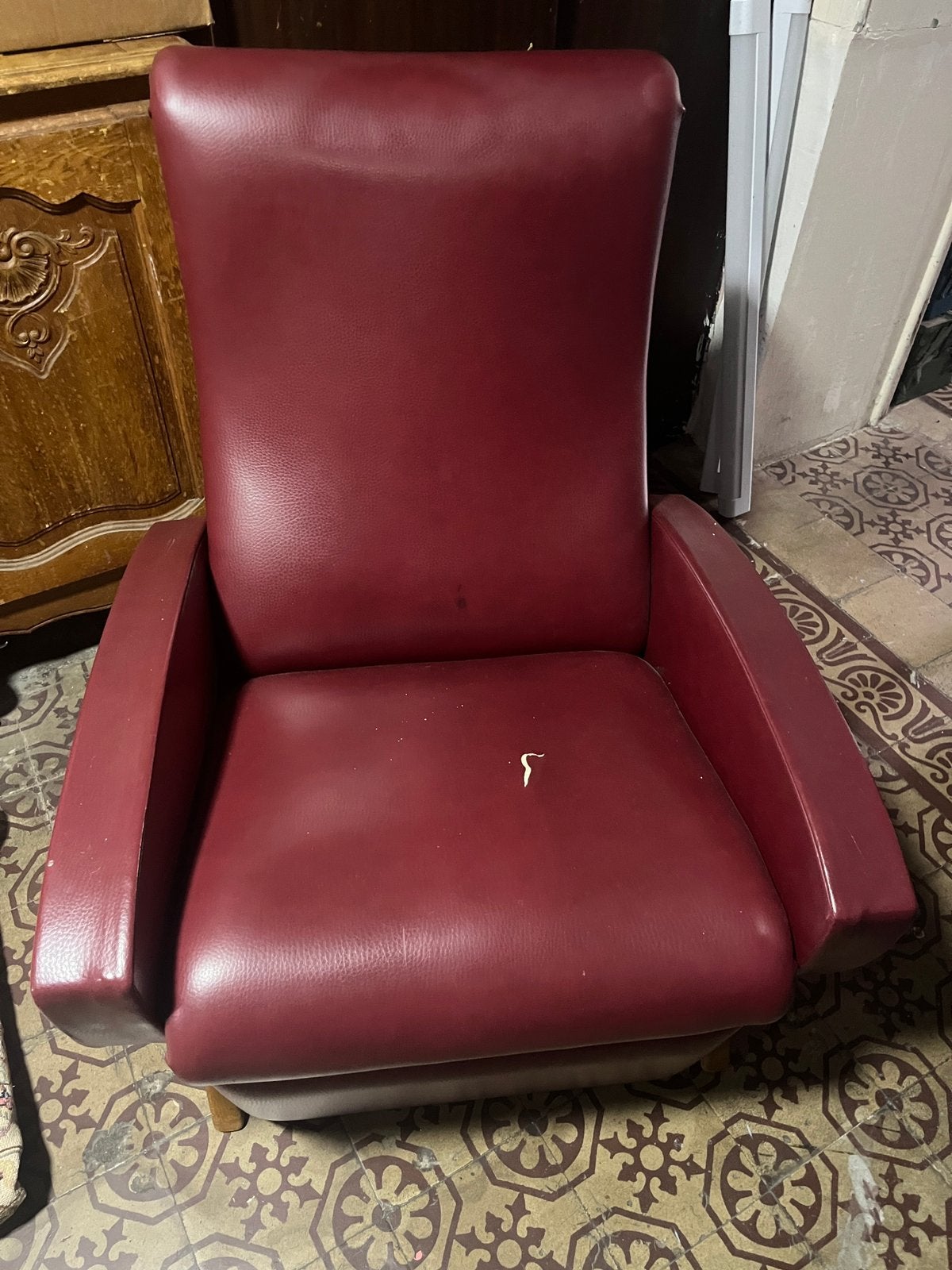Fauteuil relax bordeaux 114cm avec repose-pieds, Enlèvement, Comme neuf