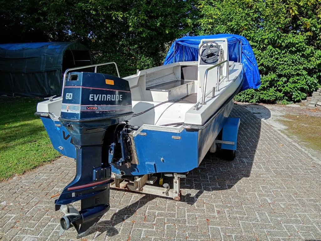 console/visboot    evinrude 60pk  +trailer, Watersport en Boten, Ophalen, 60 pk, Gebruikt, 5 m