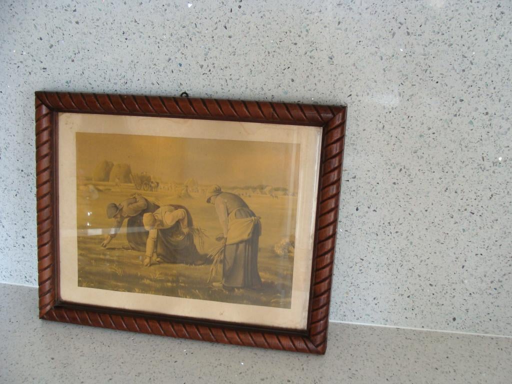 Ancien cadre en chêne avec verre, les glaneuses, vintage, Huis en Inrichting, Woonaccessoires | Lijsten, Zo goed als nieuw, Minder dan 50 cm