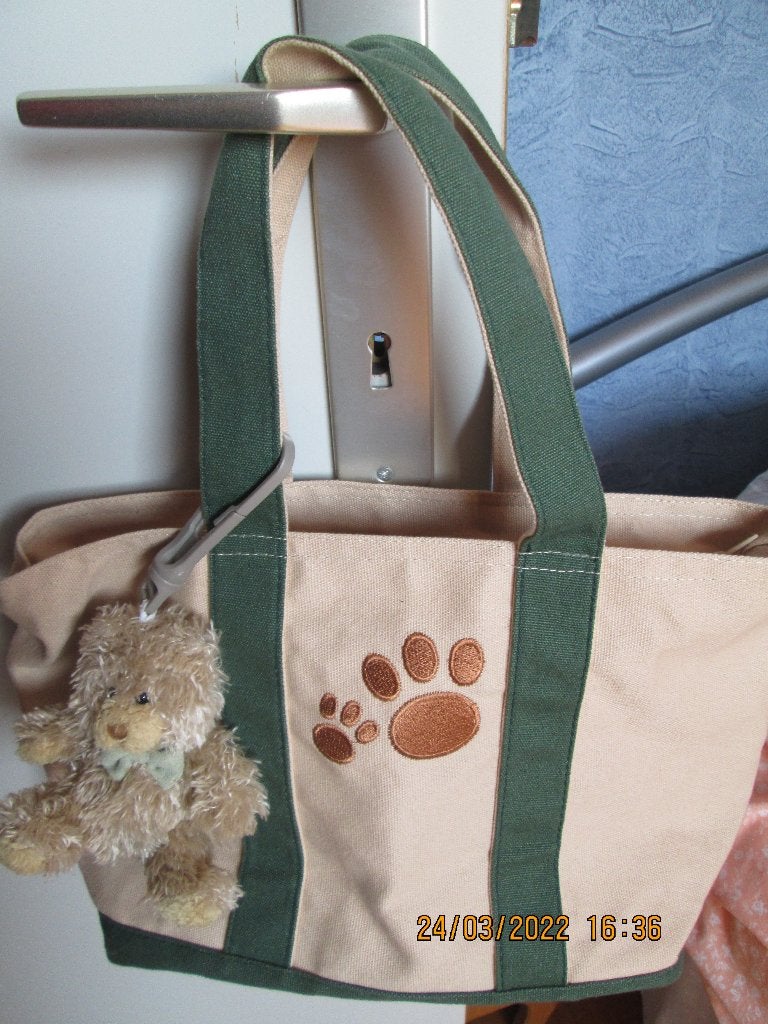 Sac beige avec petites pattes d’ours et ourson, Kinderen en Baby's, Kindermode-accessoires, Ophalen, Zo goed als nieuw, Sans marque