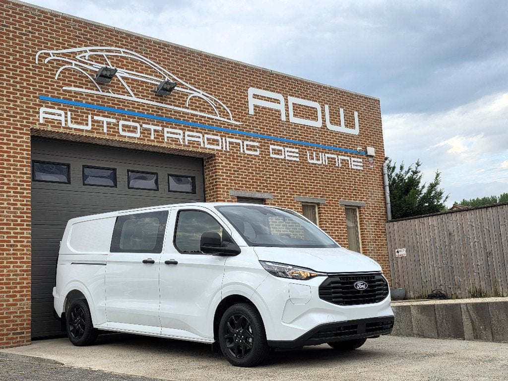 Ford Transit Custom PHEV 227 PK - Dub Cab 6ZIT - NIEUW 0KM, Auto's, Stof, Wit, Bedrijf, Hybride Elektrisch/Benzine