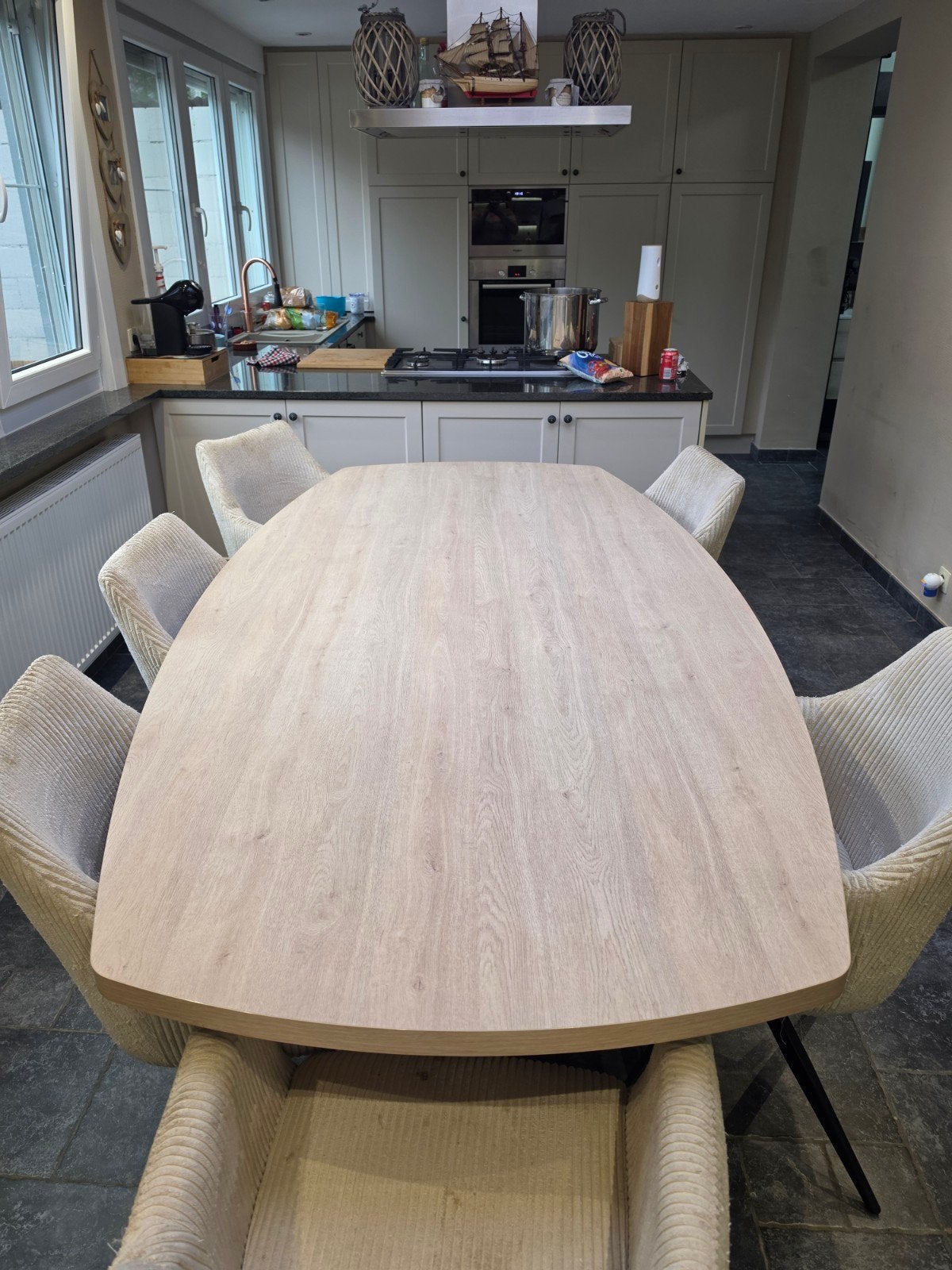 eetkamertafel 8 a 10 pers, Huis en Inrichting, Ophalen, 100 tot 150 cm, 200 cm of meer, Zo goed als nieuw