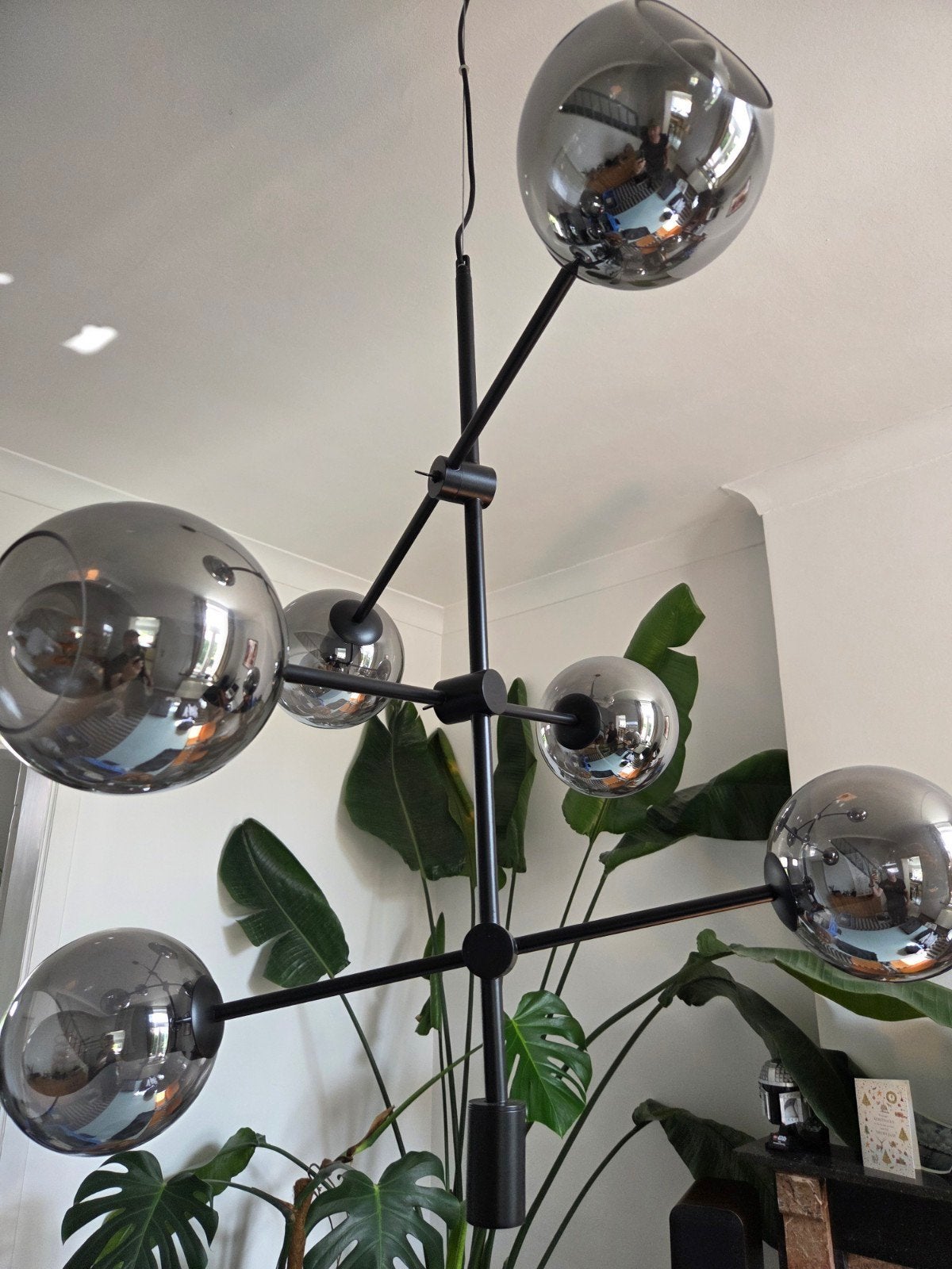 luster met glazen bollen, Ophalen, Inclusief lichtbron, Modern, Zwart