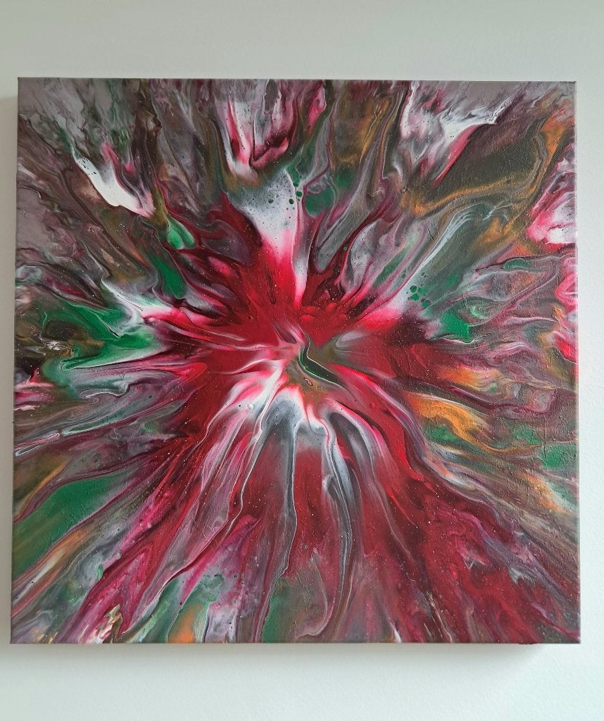 Abstract Modern Acryl canvas 60*60cm, Antiquités & Art, Enlèvement ou Envoi, Signé, Peinture acrylique, Abstrait