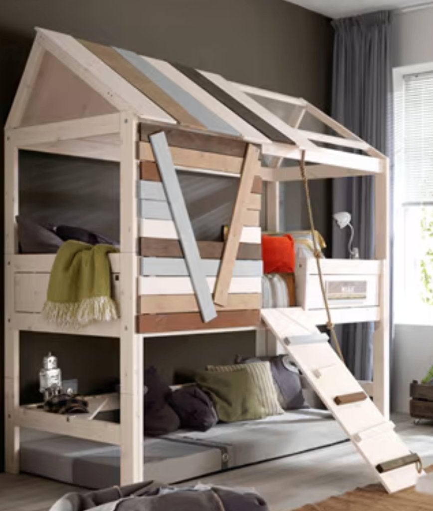 Volledige doorgroei-slaapkamer Lifetime – massief hout, Enlèvement, Comme neuf, Lit mi-hauteur mezzanine