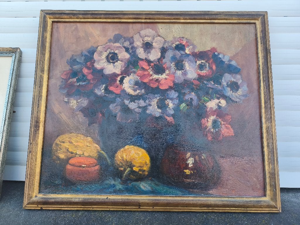 huile sur panneau fleurs signe louis clesse, Antiek en Kunst, Kunst | Schilderijen | Klassiek, Bloemen, Paneel, Ophalen of Verzenden