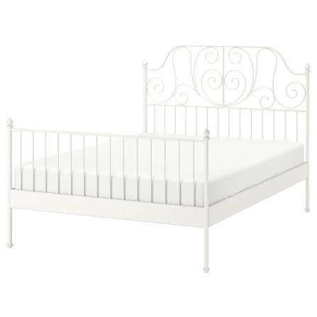 Ikea LEIRVIK Bedframe 160 x 200 cm, Romantisch, meisjesachtig, barok, Enlèvement, Utilisé, Blanc