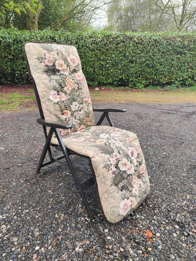 Vintage klapstoel relax loungestoel, Ophalen, Gebruikt, Kunststof, Inklapbaar