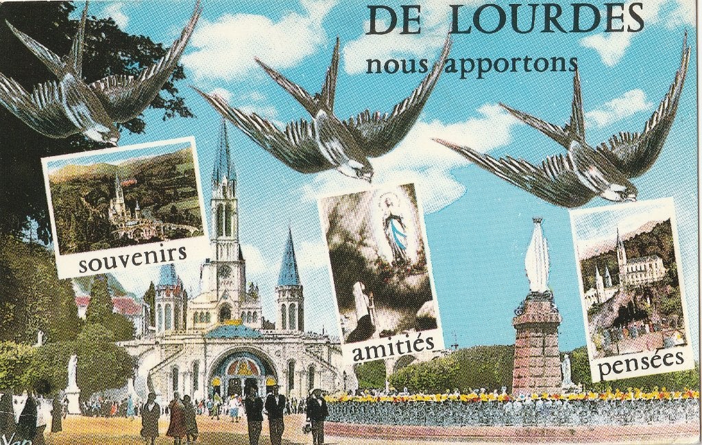 LOURDES -  Zwaluwen brengen boodschappen, Collections, Cartes postales | Étranger, Envoi, 1980 à nos jours, Affranchie, France